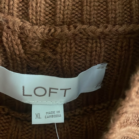 LOFT Side Striped Cable Mock Neck Sweater - Picture 6 of 7
